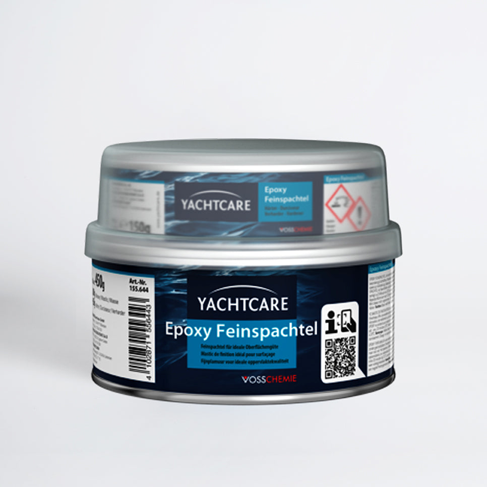 Der EPOXY FEINSPACHTEL ist ein schnelltrocknender zwei-komponentiger Spachtel mit höchster Oberflächengüte.
Die feine zwei-komponenten Epoxy-Spachtelmasse von Yachtcare eignet sich zur Feinbearbeitung von Oberflächen sowie zur Aufarbeitung und Abdeckung verschiedener Materialien. Die besonders gut schleifbare Feinspachtelmasse ergibt eine Oberfläche mit sehr geringem Porenvolumen.