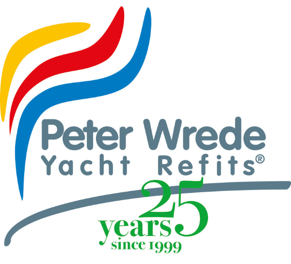 Das Logo zum 25 jährigen Jubiläum von Peter Wrede Yacht Refits, dem Spezialisten für Yachtoberflächen und Unterwasserschiffe. 